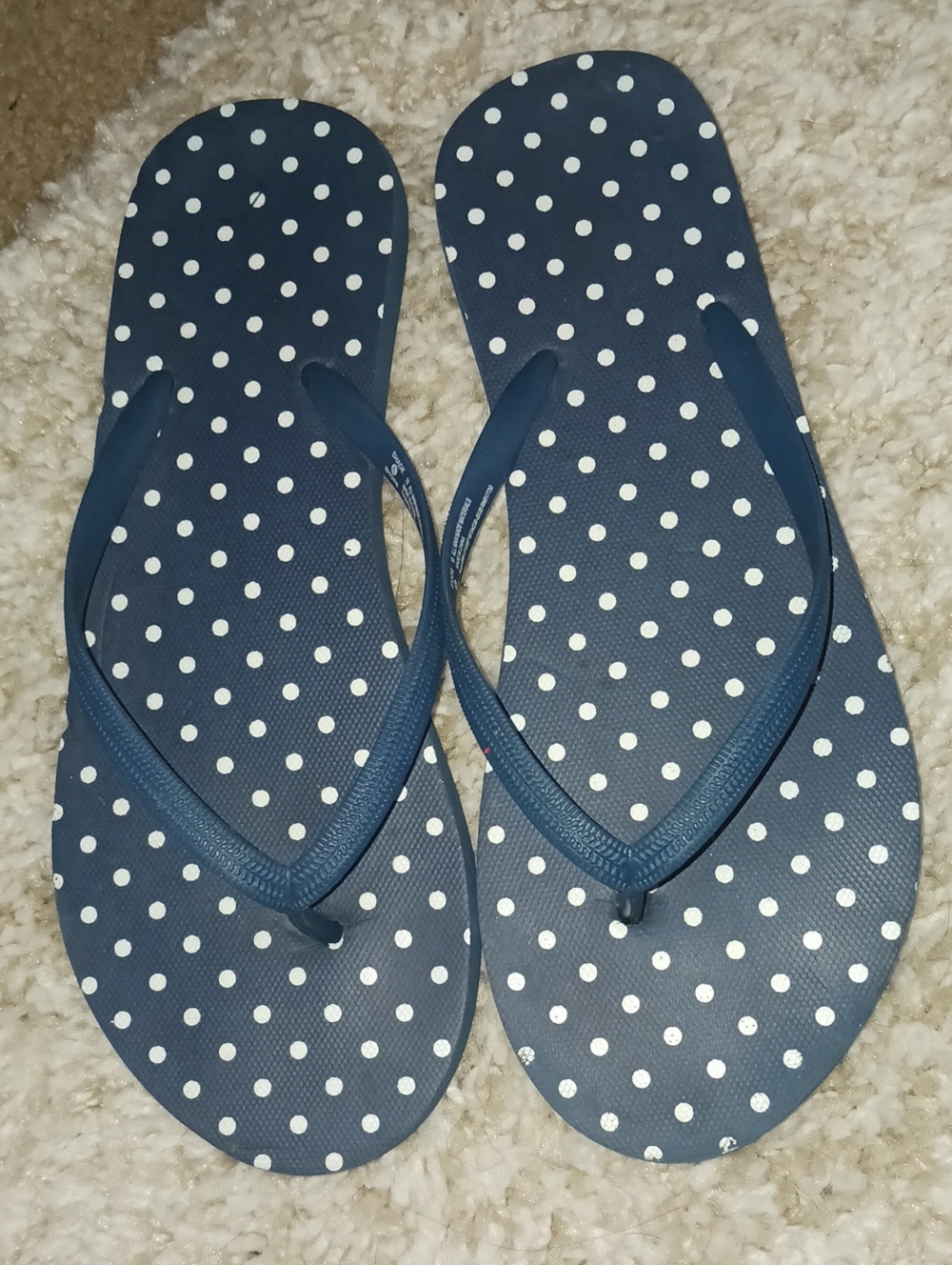 Shade & Shore Navy Polka Dot Flip Flop Sandals